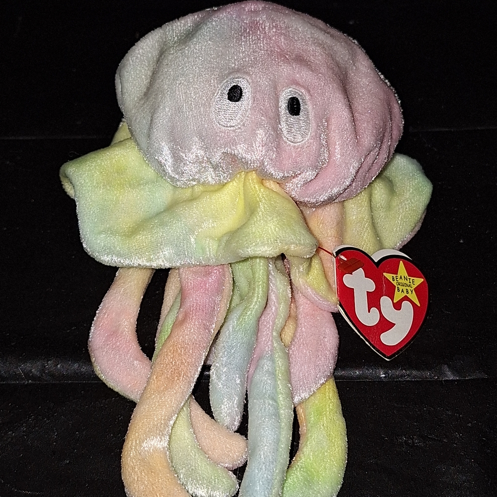 Ty Beanie Baby "Goochy" 1998 Pastel Jellyfish Plush with Misprinted Tag